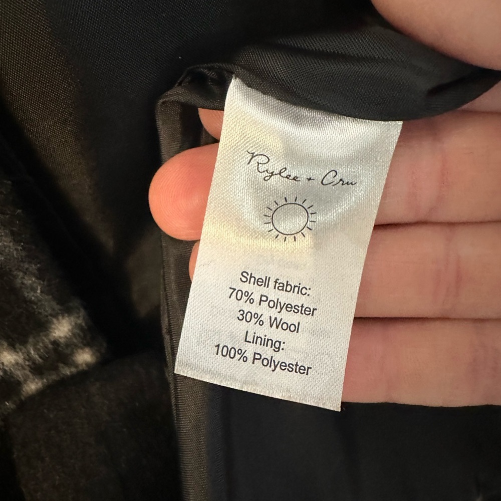 Rylee + Cru Women’s plaid Coat black white XS - Picture 7 of 7
